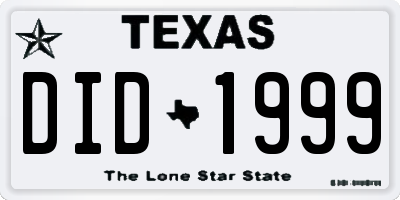 TX license plate DID1999