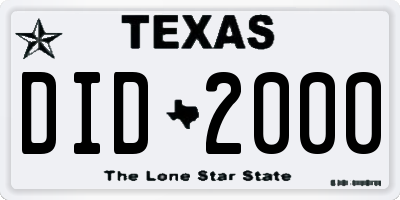 TX license plate DID2000