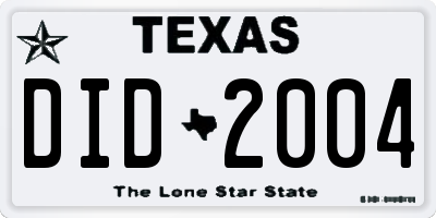 TX license plate DID2004