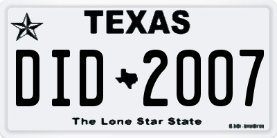TX license plate DID2007