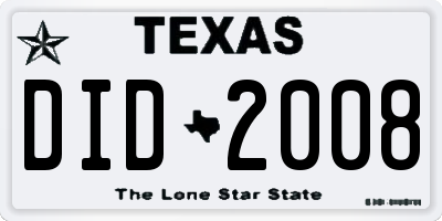 TX license plate DID2008