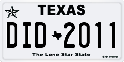 TX license plate DID2011