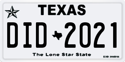 TX license plate DID2021