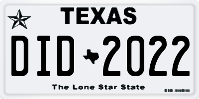 TX license plate DID2022