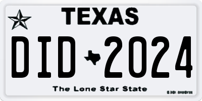 TX license plate DID2024