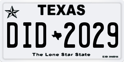 TX license plate DID2029