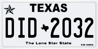 TX license plate DID2032