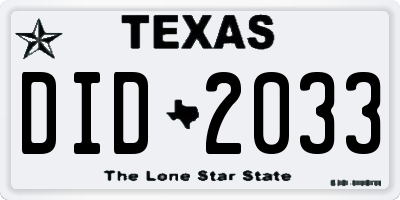 TX license plate DID2033