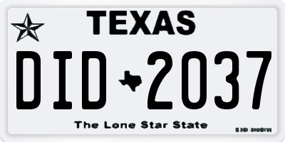 TX license plate DID2037