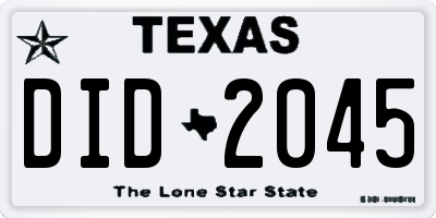 TX license plate DID2045