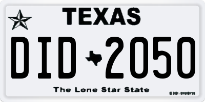 TX license plate DID2050