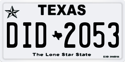 TX license plate DID2053