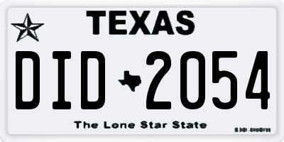 TX license plate DID2054