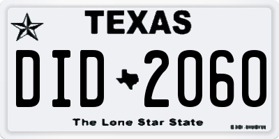 TX license plate DID2060