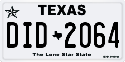 TX license plate DID2064