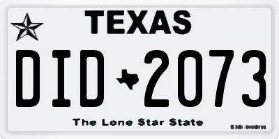 TX license plate DID2073