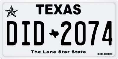 TX license plate DID2074