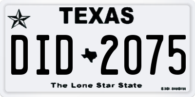 TX license plate DID2075