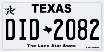 TX license plate DID2082