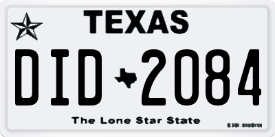 TX license plate DID2084