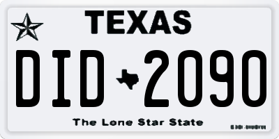 TX license plate DID2090