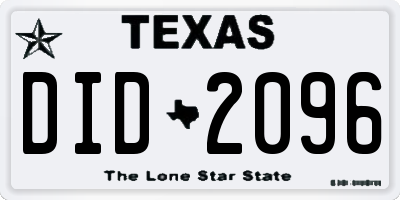 TX license plate DID2096