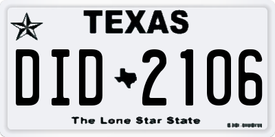 TX license plate DID2106