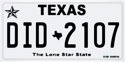 TX license plate DID2107