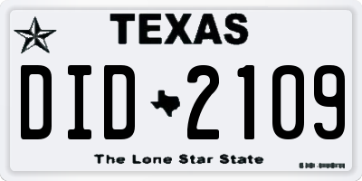 TX license plate DID2109