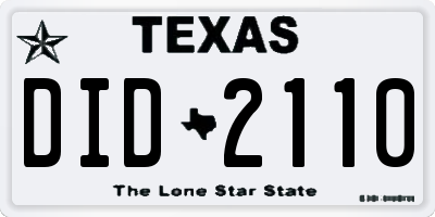 TX license plate DID2110