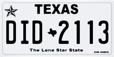 TX license plate DID2113