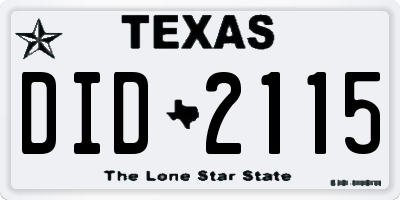 TX license plate DID2115
