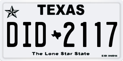 TX license plate DID2117