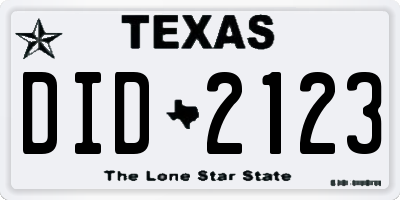TX license plate DID2123