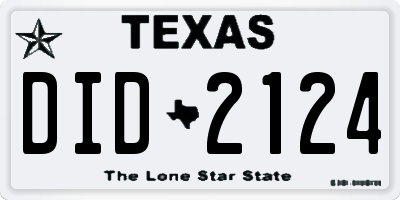 TX license plate DID2124