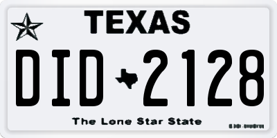 TX license plate DID2128