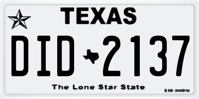 TX license plate DID2137