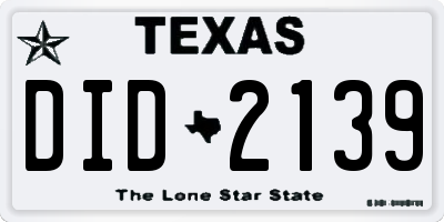 TX license plate DID2139