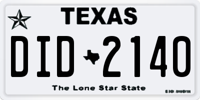 TX license plate DID2140
