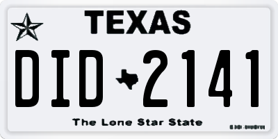 TX license plate DID2141