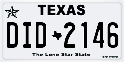 TX license plate DID2146