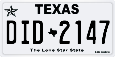 TX license plate DID2147
