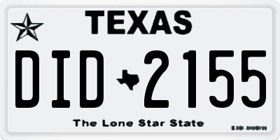 TX license plate DID2155