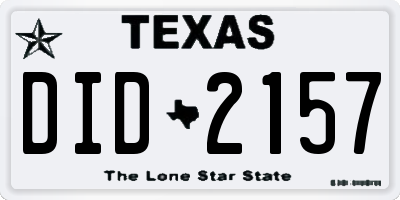 TX license plate DID2157