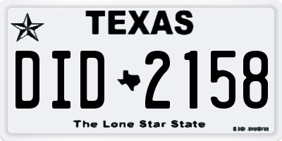 TX license plate DID2158