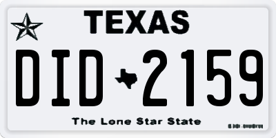TX license plate DID2159