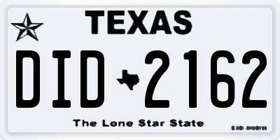TX license plate DID2162