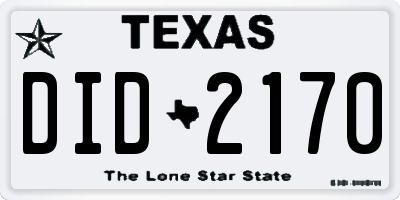 TX license plate DID2170