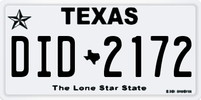 TX license plate DID2172