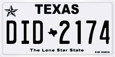 TX license plate DID2174